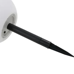 Lindby LED-solcellelampe Lago, Ø 25 cm, kugle, jordspyd, hvid