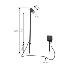 LED-solcellelampe Myric, sort, aluminium, 3.000 K^Lindby Online