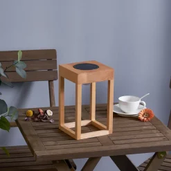 Lindby Dekorationsbelysning|Solcellelamper>LED-solcellelampe Peransa, træ, 25 cm høj