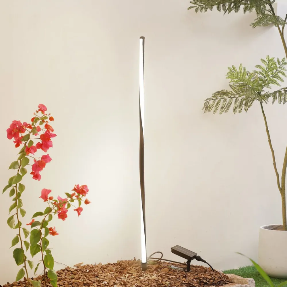 LED-solcellelampe Sabriel, lige, sort, aluminium, 3000K^Lindby Clearance