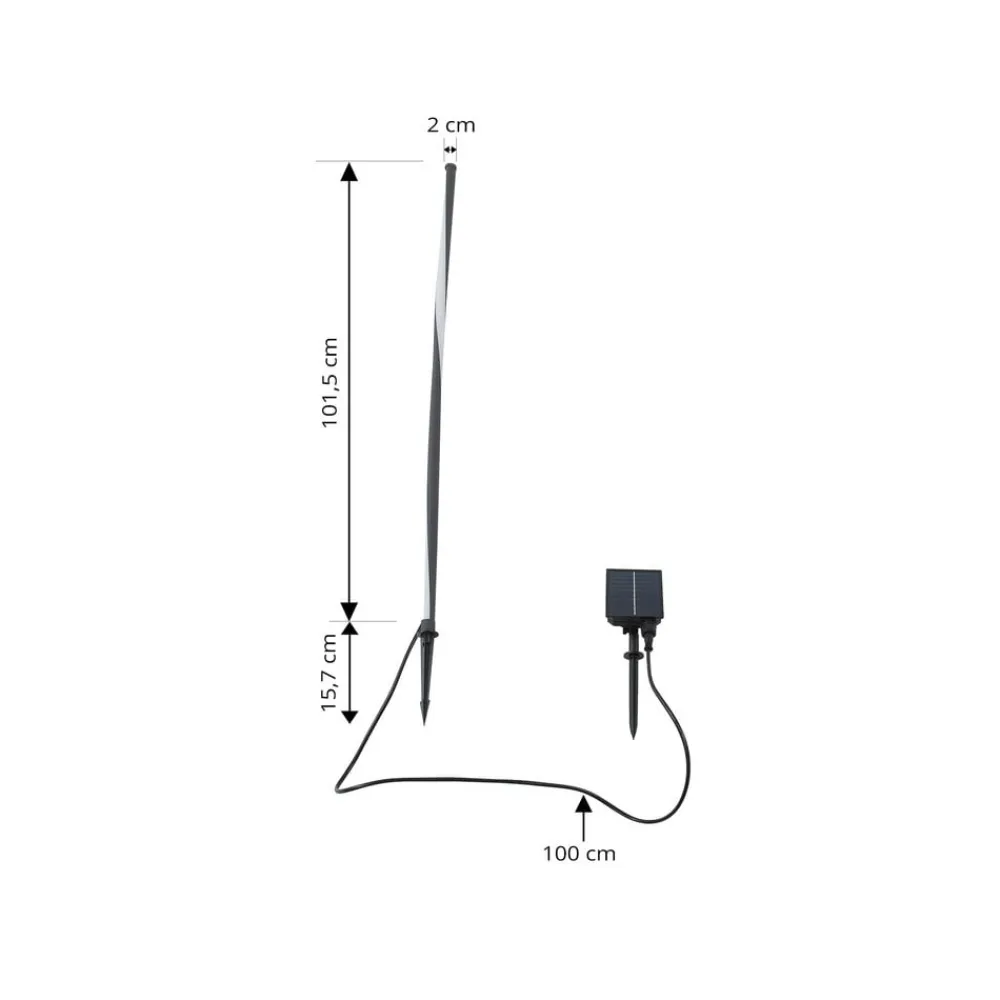 LED-solcellelampe Sabriel, lige, sort, aluminium, 3000K^Lindby Clearance