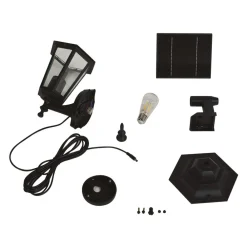 Lindby LED-solcellelampe Sayata, sort, aluminium, lygte