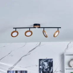 LED-spotlight Manel, træ, 84 cm lang, 4 lyskilder^Lindby Sale