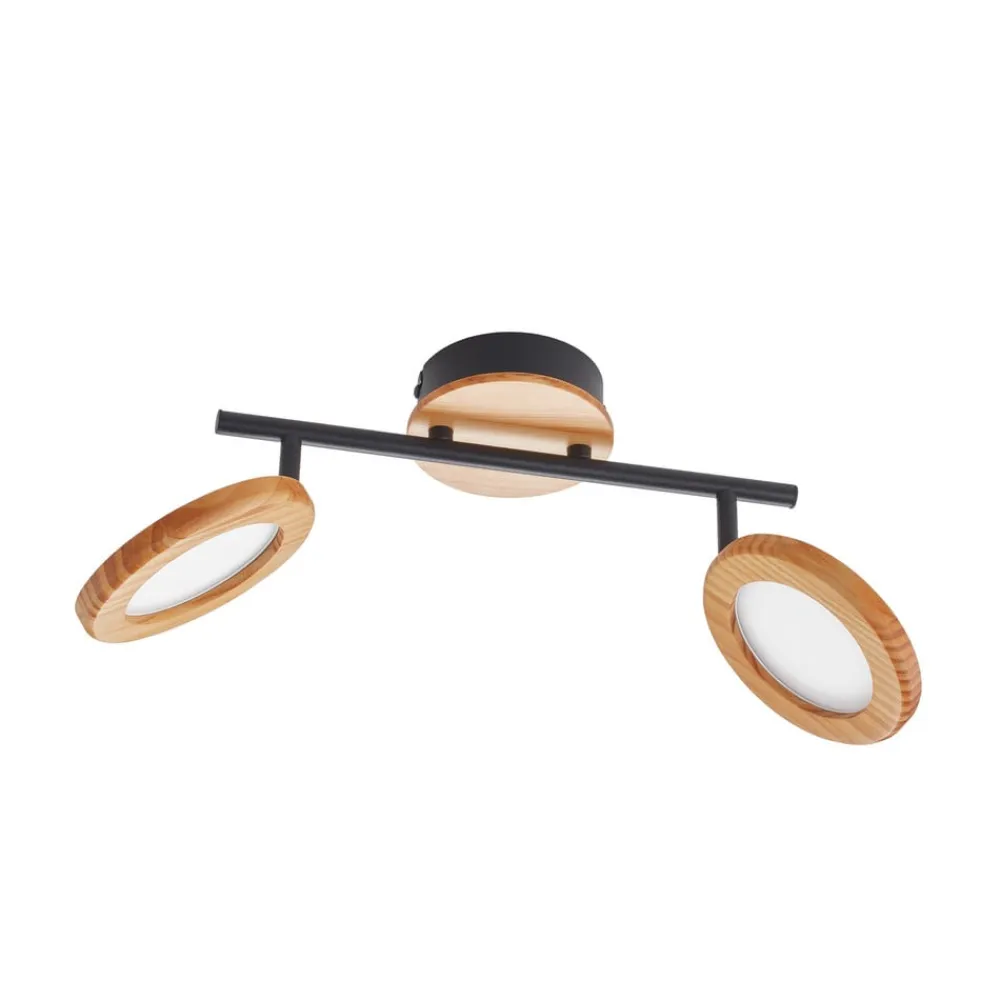 LED-spotlight Manel, træ, 37 cm lang, 2 lyskilder^Lindby New