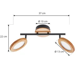 LED-spotlight Manel, træ, 37 cm lang, 2 lyskilder^Lindby New