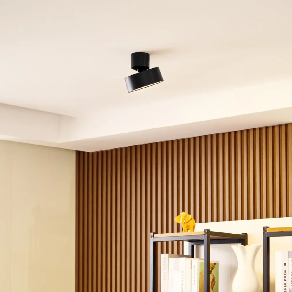 LED-spotlight Nivoria, Ø 14 cm, sort, drejelig^Lindby Online