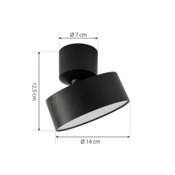 LED-spotlight Nivoria, Ø 14 cm, sort, drejelig^Lindby Online