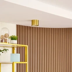 Lindby LED-spotlight Nivoria, Ø 12 cm, guldfarvet, metal