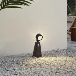 Lindby Solcelle Lampe Med Sensor|Sokkellamper Med Sensor>LED-spotlight Raide, sensor, sort, aluminium