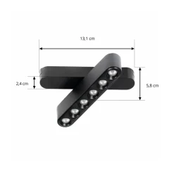 LED-strip 48V Lumaro,sort,6punkter,drejelig,dæmpbar^Lindby New