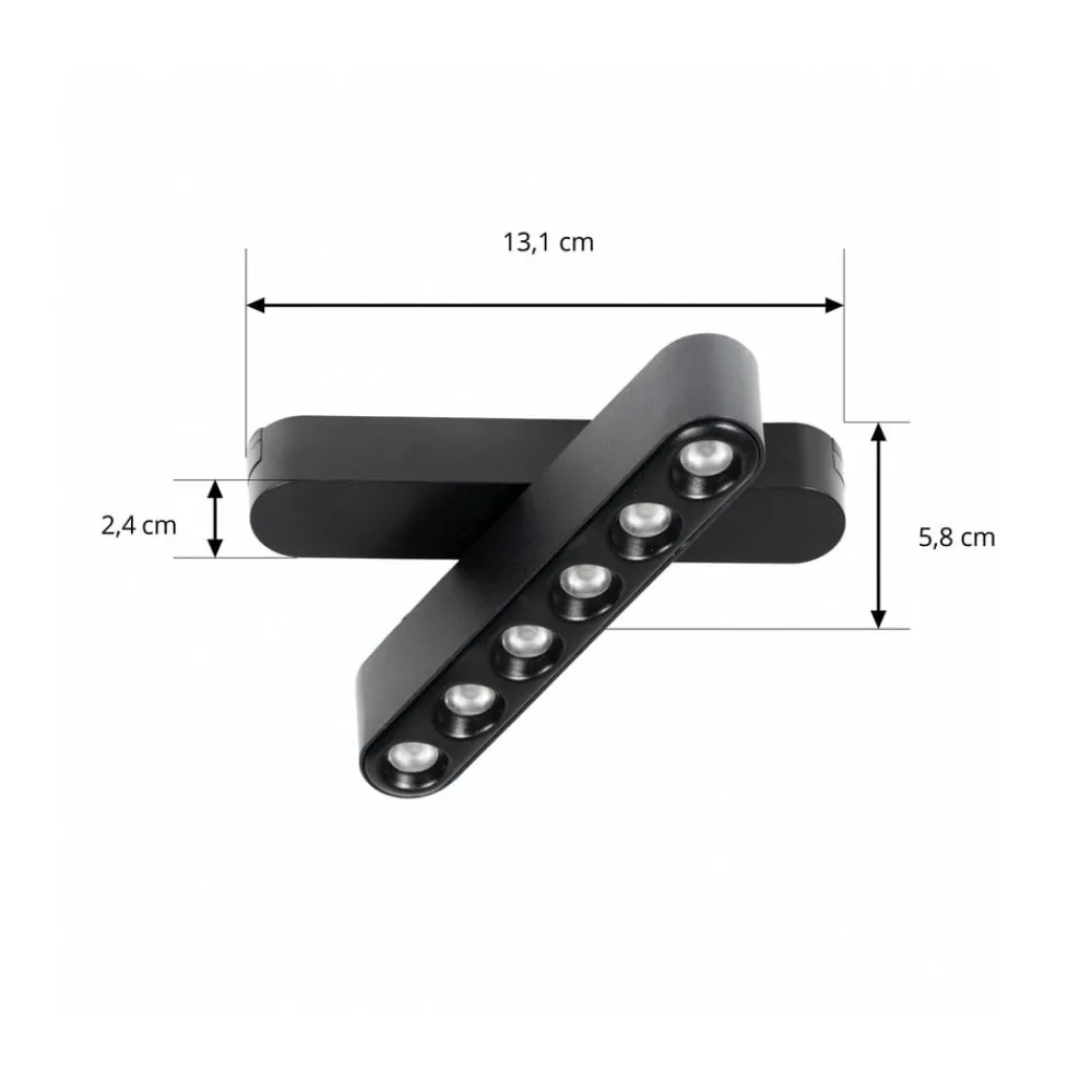 LED-strip 48V Lumaro,sort,6punkter,drejelig,dæmpbar^Lindby New