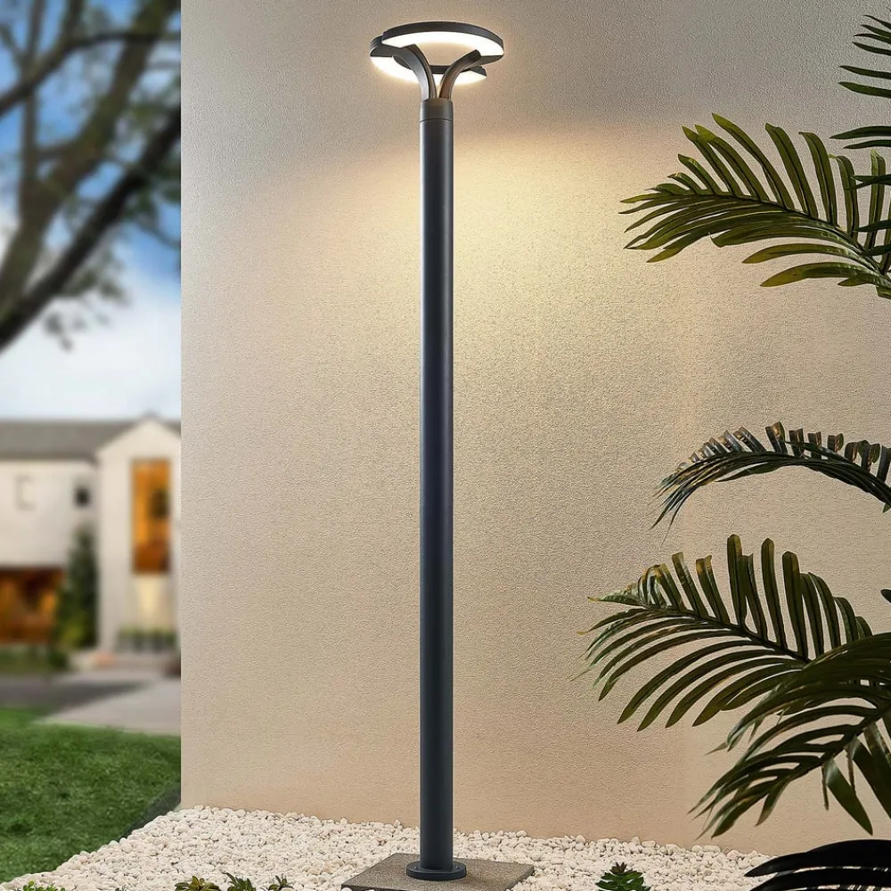 LED-udendørslampe Keily, cirkel, antracit, metal^Lindby Outlet