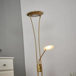 Lindby LED-uplight Eda, højde 180 cm, messing, dæmpbar