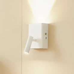 LED-væglampe Agit, hvid, metal, touchdæmper^Lindby New