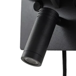 LED-væglampe Auden, sort, stik, ladestation^Lindby Outlet