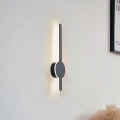 Lindby Gang|Væglamper>LED-væglampe Borian, sort, aluminium, 40 cm