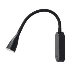 Lindby LED-væglampe Enna, 34 cm, sort, afbryder, USB