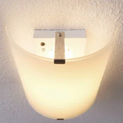 Lindby LED-væglampe Helmi, højde 21 cm, glas, halvcirkelformet