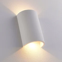 LED-væglampe Jenke, højde 16 cm, hvid, gips^Lindby New