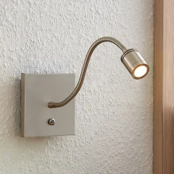 Lindby Væglamper|Væglamper>LED-væglampe Legera, 11 cm, nikkelfarvet, fleksibel arm