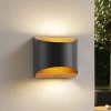 Lindby Terrassebelysning|Væglamper>LED-væglampe Lenore, sort, metal, 13 cm, IP44
