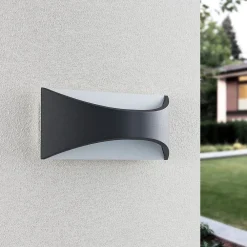 Lindby LED-væglampe Mathea, 30 cm, antracit, aluminium, IP65