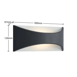 Lindby LED-væglampe Mathea, 30 cm, antracit, aluminium, IP65