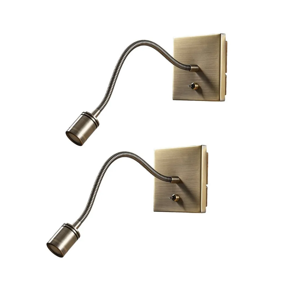 Lindby LED-væglampe Mayar, 2, messing, læselampe, 11 cm