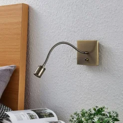 Lindby LED-væglampe Mayar, 2, messing, læselampe, 11 cm