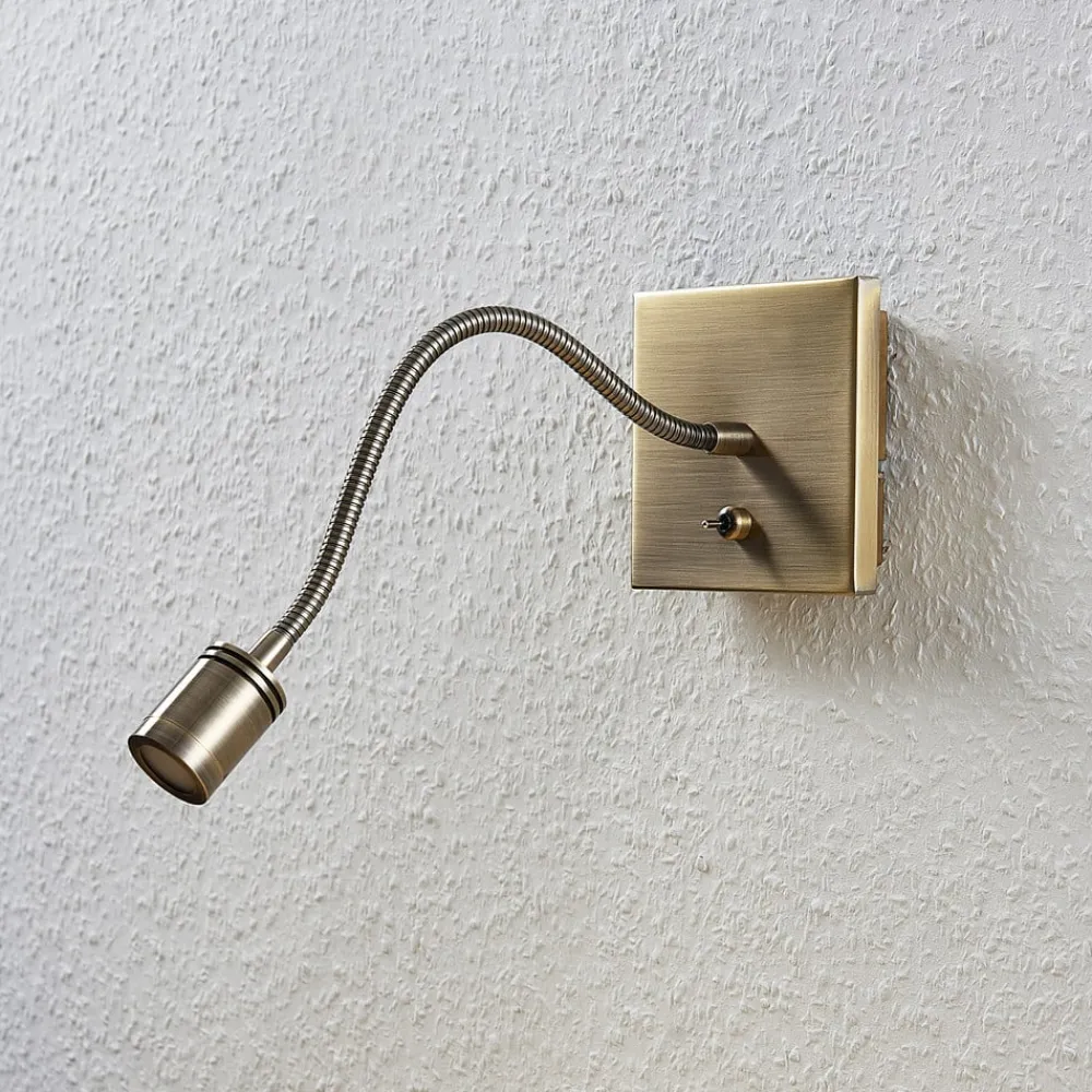 Lindby LED-væglampe Mayar, 2, messing, læselampe, 11 cm