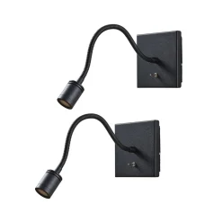 LED-væglampe Mayar, 2 stk, sort, læselampe, 11 cm^Lindby New