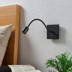 LED-væglampe Mayar, 2 stk, sort, læselampe, 11 cm^Lindby New