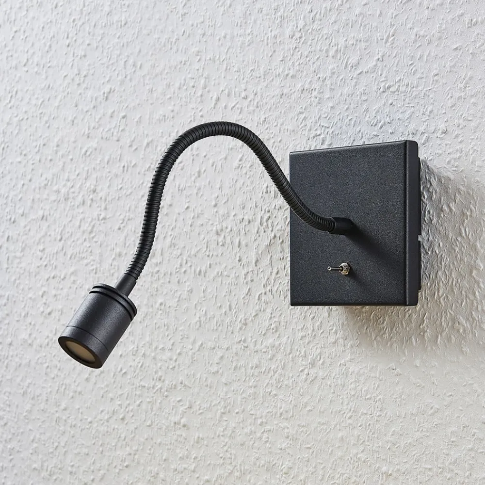 LED-væglampe Mayar, 2 stk, sort, læselampe, 11 cm^Lindby New