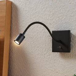 LED-væglampe Mayar, 2 stk, sort, læselampe, 11 cm^Lindby New