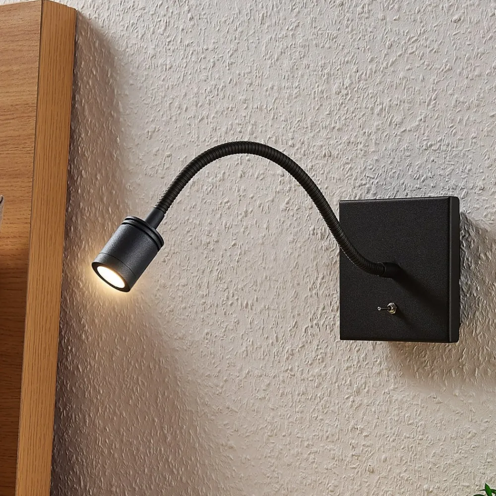 LED-væglampe Mayar, 2 stk, sort, læselampe, 11 cm^Lindby New
