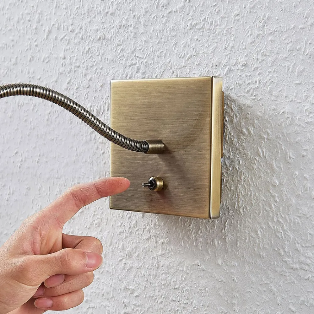 Lindby Væglamper|Væglamper>LED-væglampe Mayar, messing, metal, læselampe, 11cm