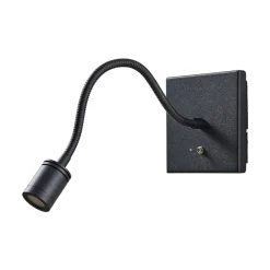 Lindby LED-væglampe Mayar, sort, metal, læselampe, 11cm