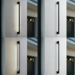 Lindby LED-væglampe Neano, 120 cm, sort, metal, IP54