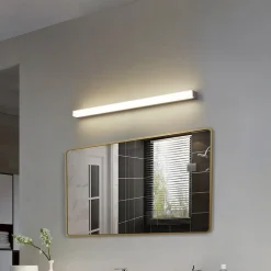 Lindby Væg- Og Spejllamper|Væglamper>LED-væglampe Philippa, kantet, 89 cm, aluminiumsfarvet, IP44