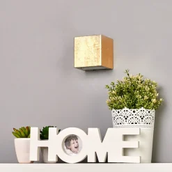 LED-væglampe Quentin, 9 cm bred, guldfarvet, metal^Lindby Online