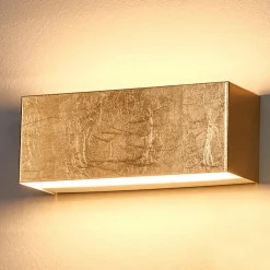 Lindby LED-væglampe Quentin, 23 cm bred, guldfarvet, metal