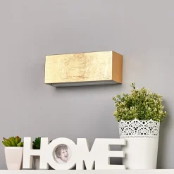 Lindby LED-væglampe Quentin, 23 cm bred, guldfarvet, metal