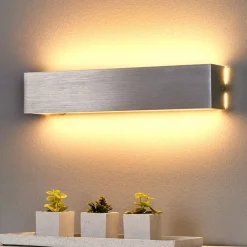 Lindby Væglamper|Væglamper>LED-væglampe Ranik, 40 cm, aluminiumsfarvet, metal