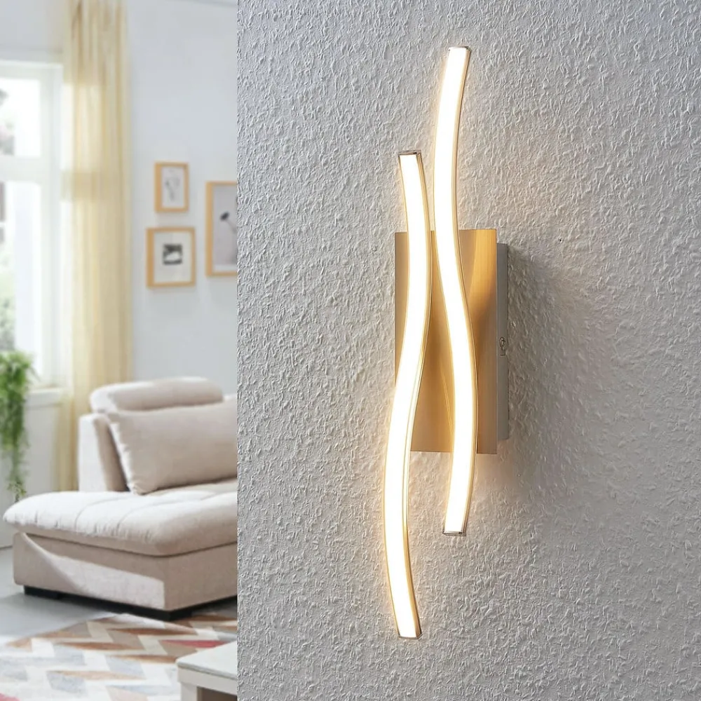 LED-væglampe Safia, 45 cm, nikkelfarvet, metal^Lindby Hot