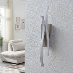 LED-væglampe Safia, 45 cm, nikkelfarvet, metal^Lindby Hot