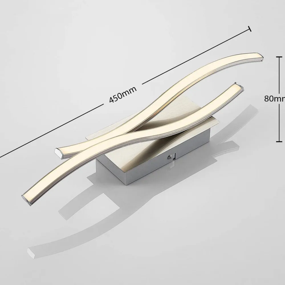 LED-væglampe Safia, 45 cm, nikkelfarvet, metal^Lindby Hot