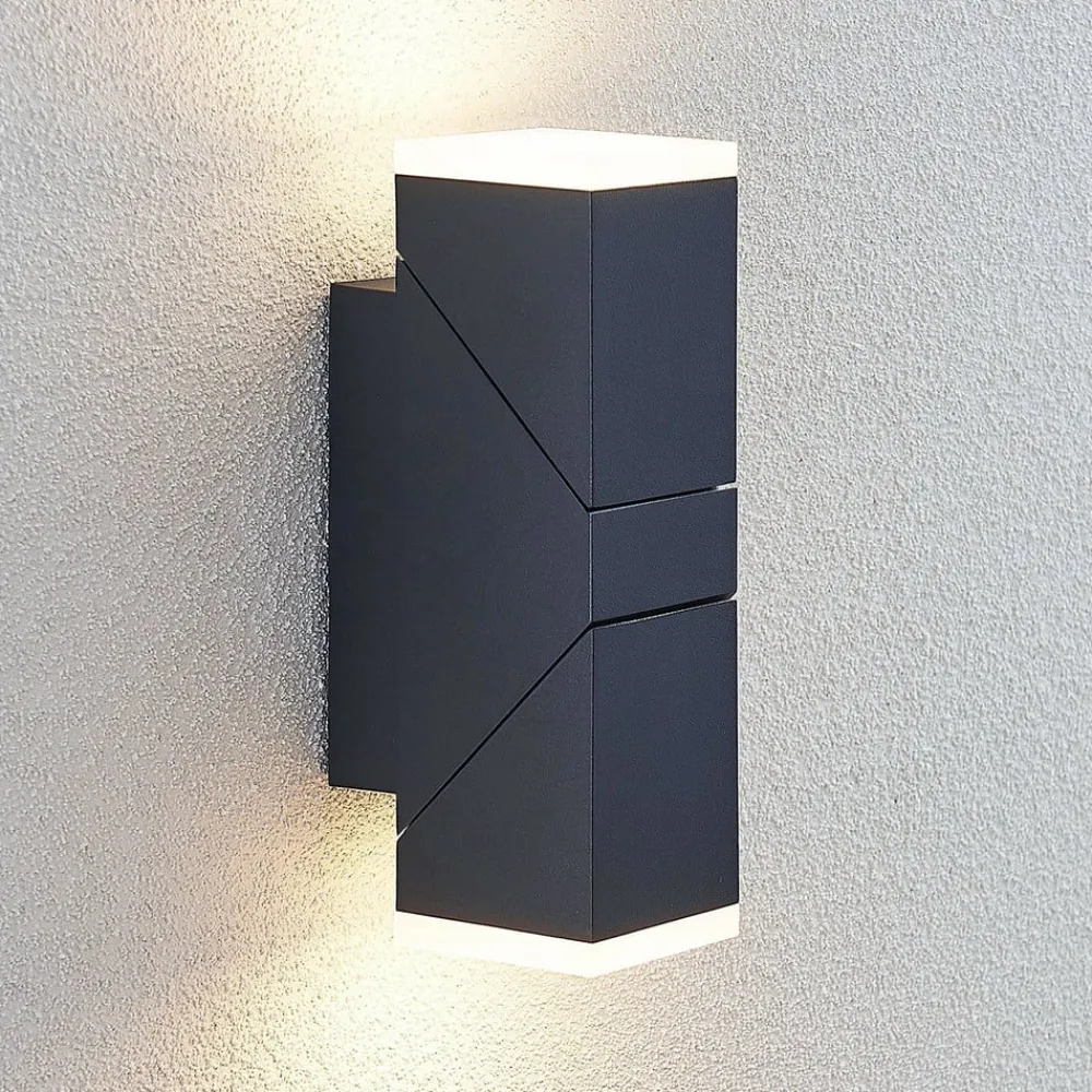 LED-væglampe Sally, 22 cm, antracit, IP54^Lindby New