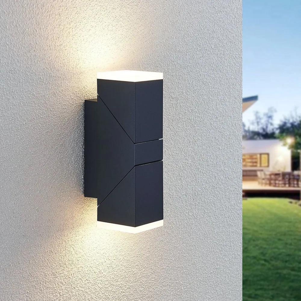 LED-væglampe Sally, 22 cm, antracit, IP54^Lindby New