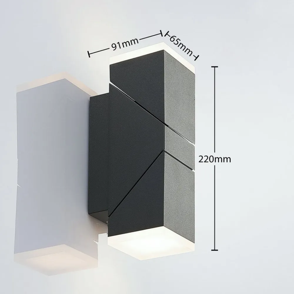 LED-væglampe Sally, 22 cm, antracit, IP54^Lindby New