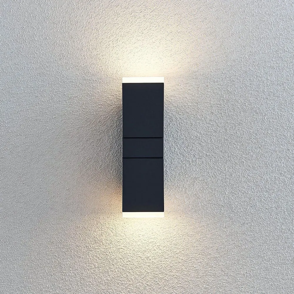 LED-væglampe Sally, 22 cm, antracit, IP54^Lindby New